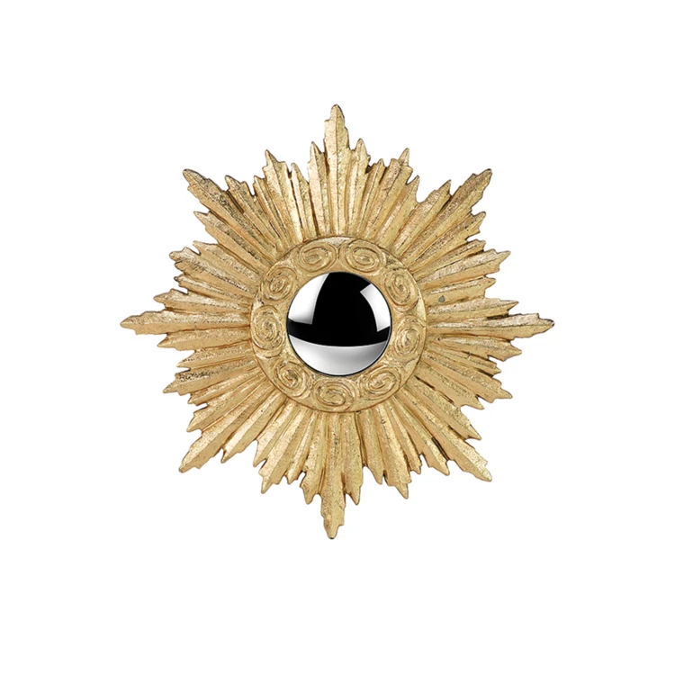 Décoration Murale Ex-voto Cœur Ailé Doré – 14,5 X 13,5 Cm – Style Soleil Rayonnant – Accrochage Inclus