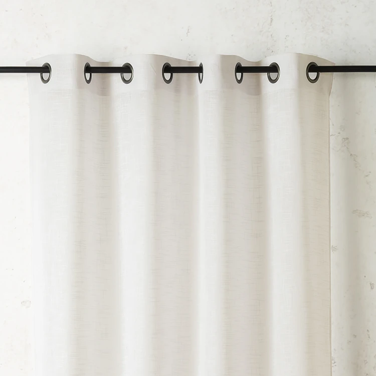 Voilage poly-lin à relief flammé avec œillets