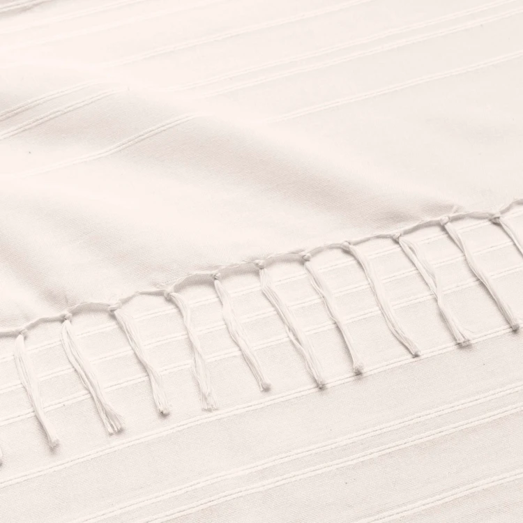 Plaid coton à franges grand format