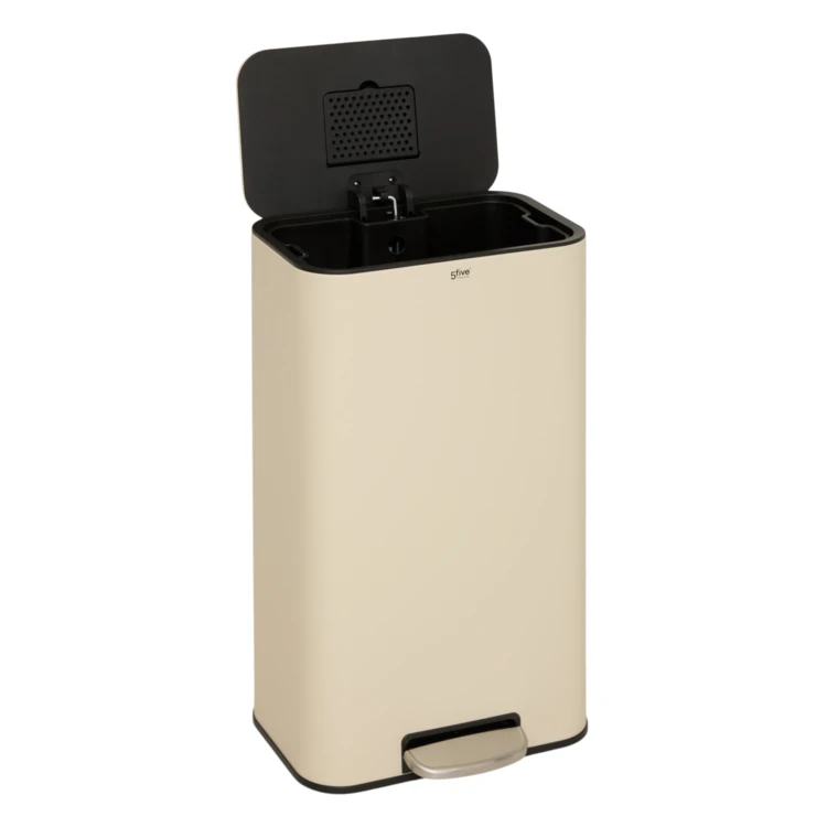 Poubelle à pédale rectangulaire en métal avec filtre anti-odeurs 30 L