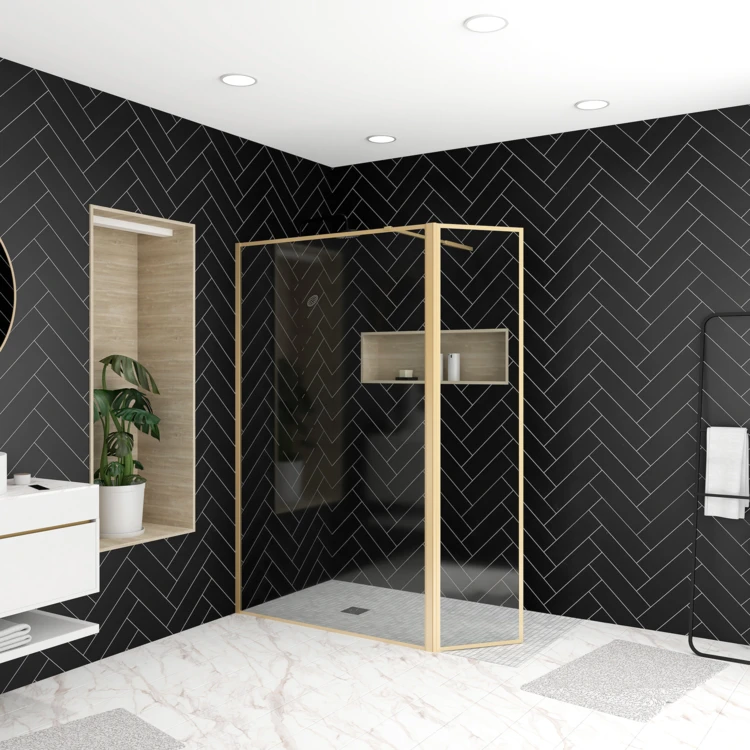 Paroi de douche à l’italienne avec volet pivotant en verre trempé 5 mm