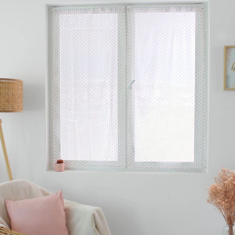 Paire de petits vitrages à plumetis en organza