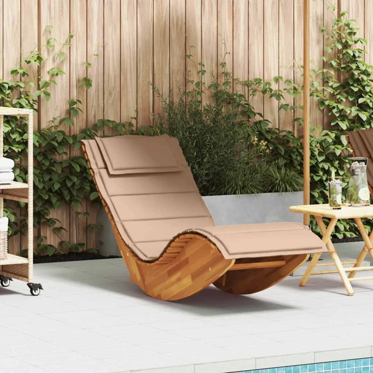 Chaise longue à bascule ergonomique avec coussin et appuie-tête