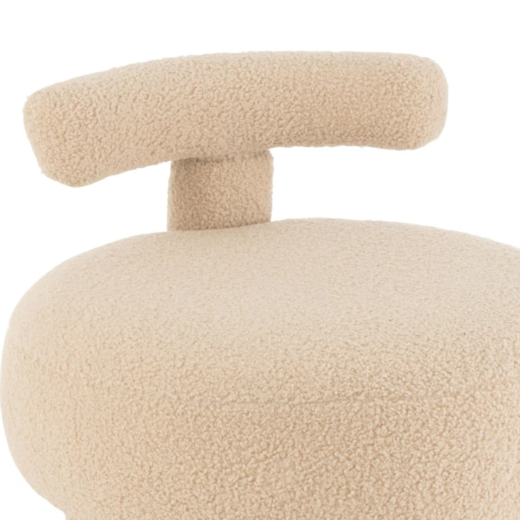 Pouf rond avec dossier en tissu bouclette