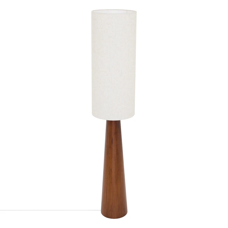 Lampadaire sur pied en bois avec abat-jour en coton