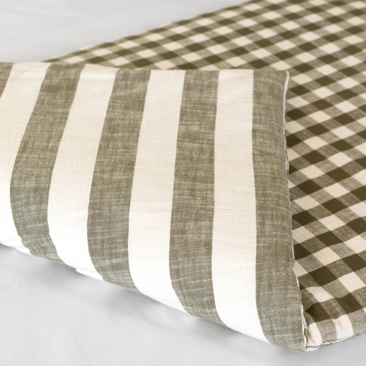 Édredon réversible coton flammé motifs rayures et carreaux LOURMARIN