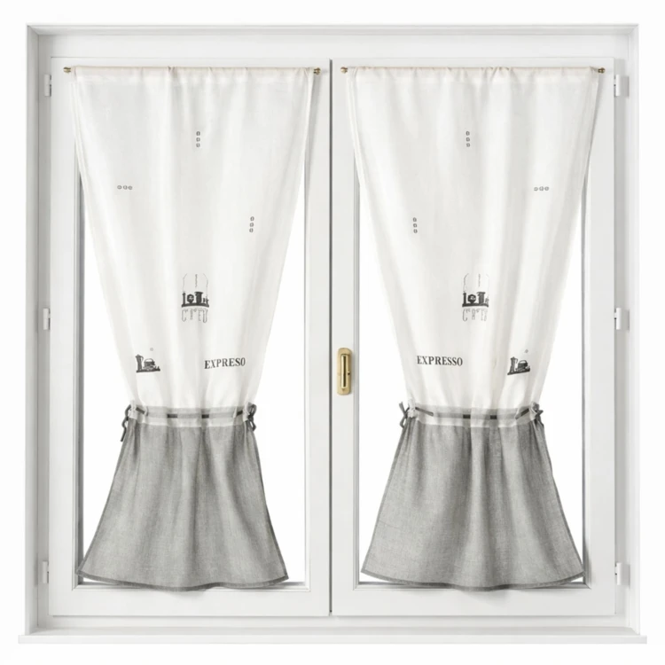 Paire de Voilage Etamine Avec Broderie 'Expresso'