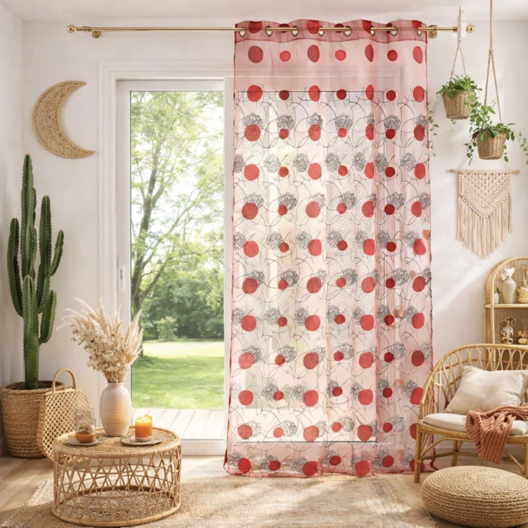 Voilage Organza et Jacquard Cordons Satiné