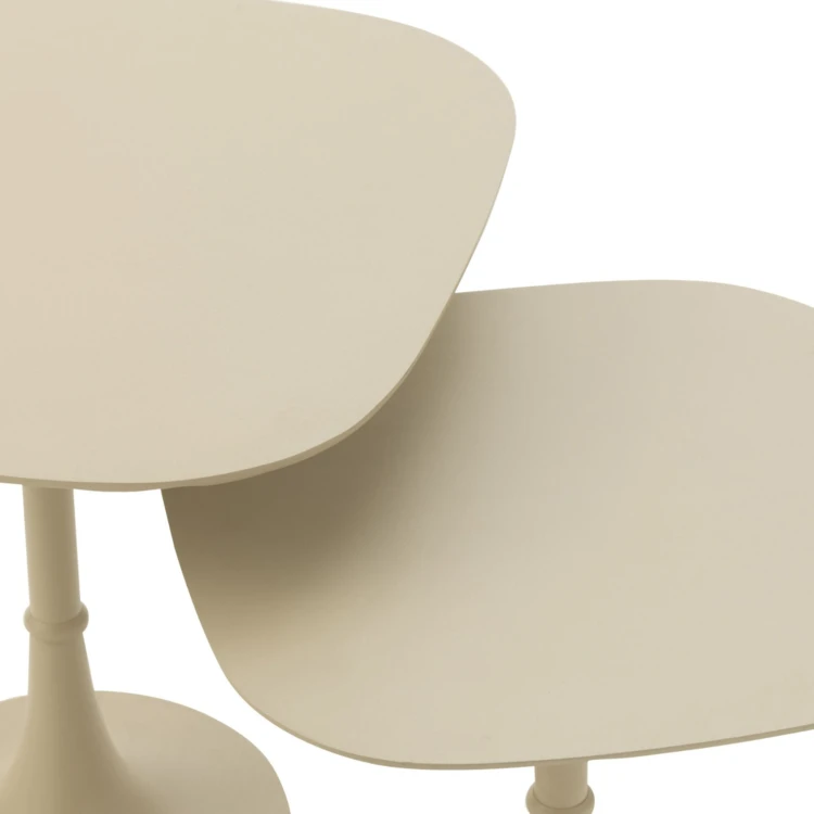 Tables d'appoint carré bord arrondi en métal lot de 2