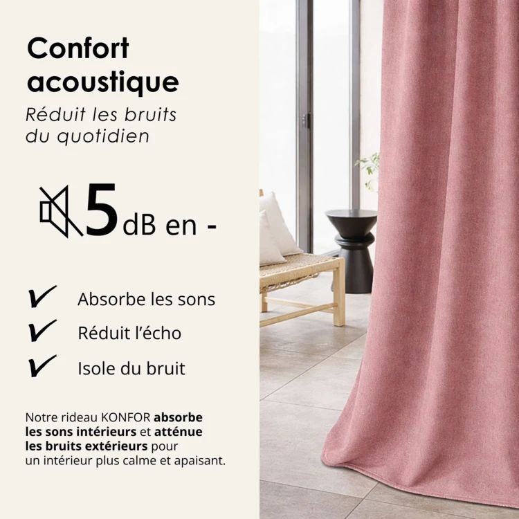 Rideau thermique phonique et semi occultant KONFOR