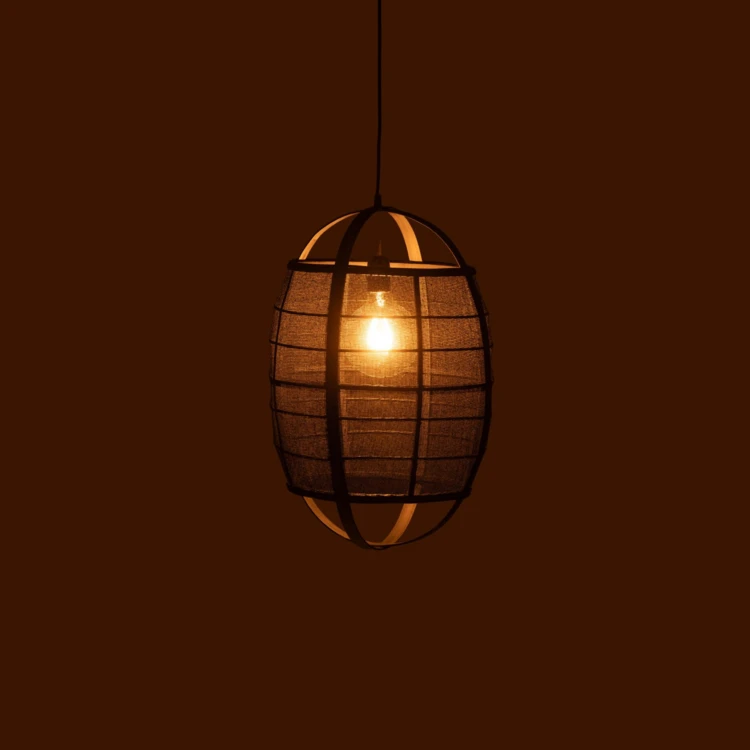Suspension luminaire en lin et bambou