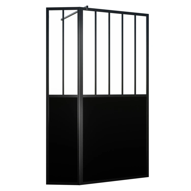 Paroi de douche verrière avec volet pivotant en verre trempé 5 mm