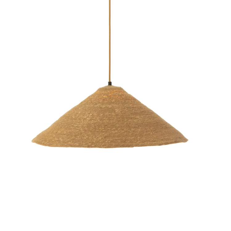 Suspension luminaire chapeau jonc naturel