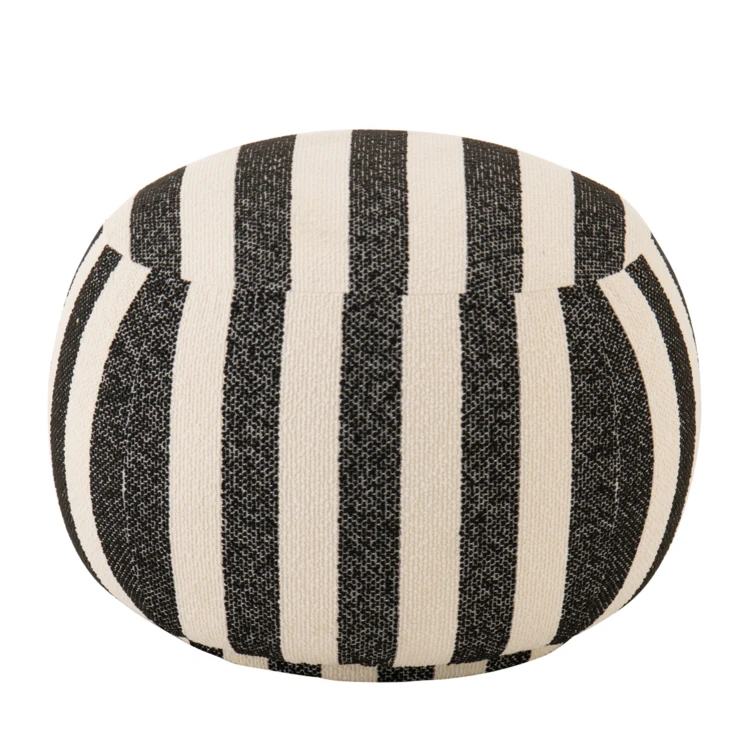 Runder Pouf aus gestreiftem Stoff