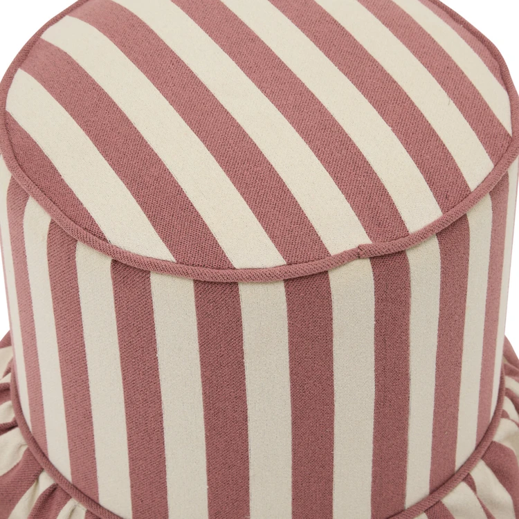 Pouf rond à rayures avec volant