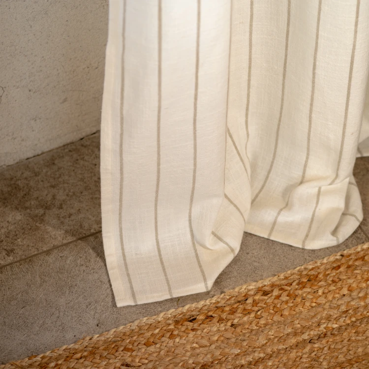 Rideau coton rayé beige