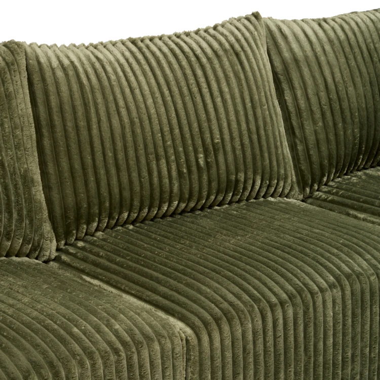 Canapé d’angle 3 places en tissu côtelé