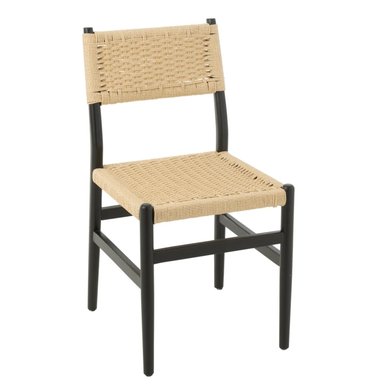 Silla de comedor de madera de haya y cuerda trenzada