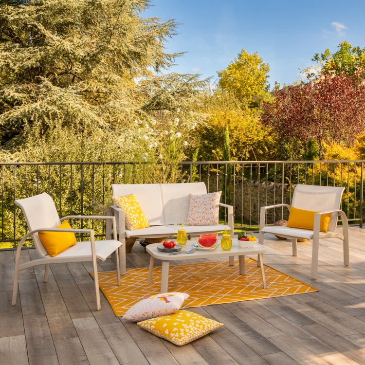 Salon de jardin bas 4 places en aluminium