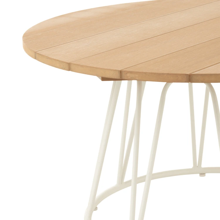 Mesa de centro redonda de madera y hierro