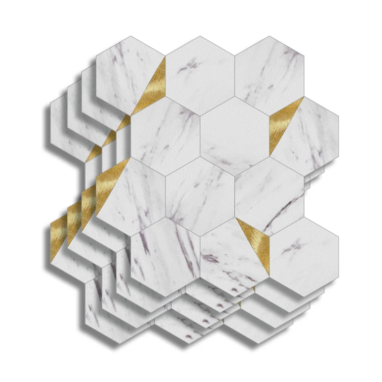 Crédence adhésive murale 3D effet carrelage hexagonal 4 pièces