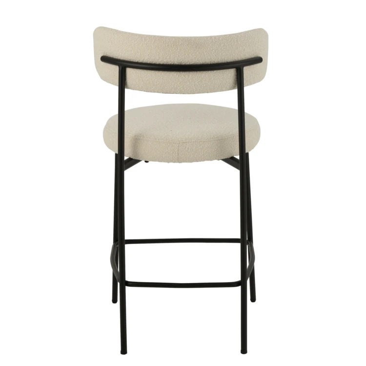 Silla de bar de metal con tejido bouclé