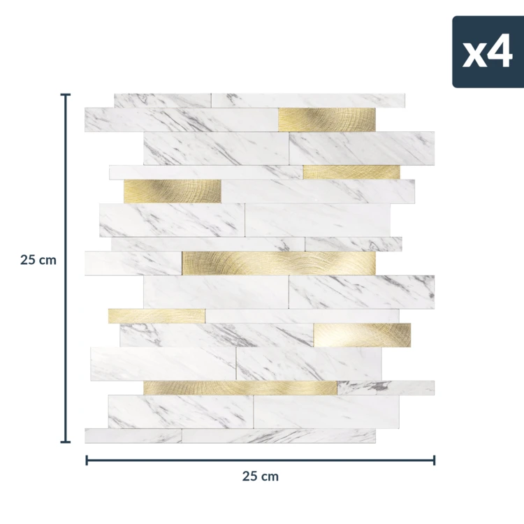 Crédence adhésive murale 3D motif lamelles 4 pièces