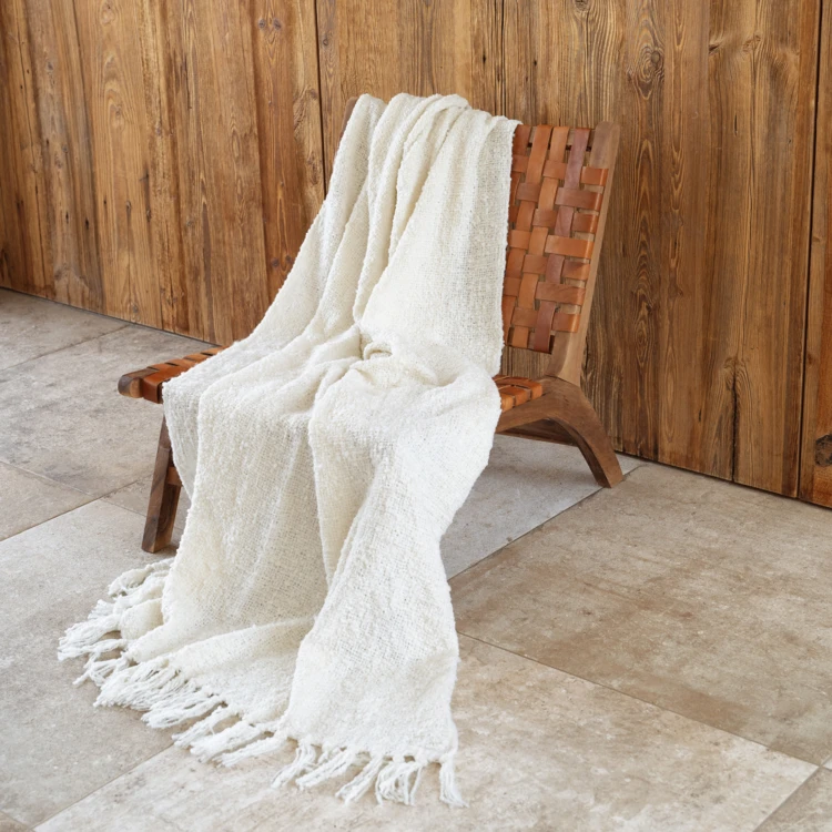 Plaid bouclette doux avec franges