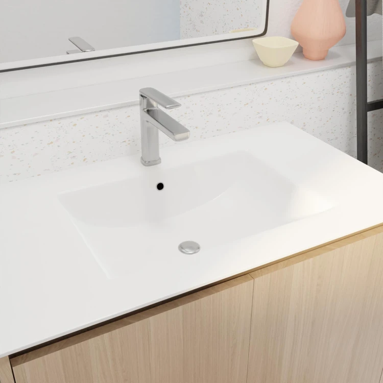 Meuble de salle de bains sur pieds avec 2 portes et vasque