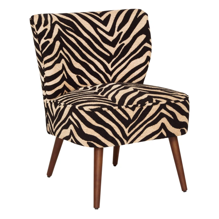 Sillón de chenilla con estampado de cebra