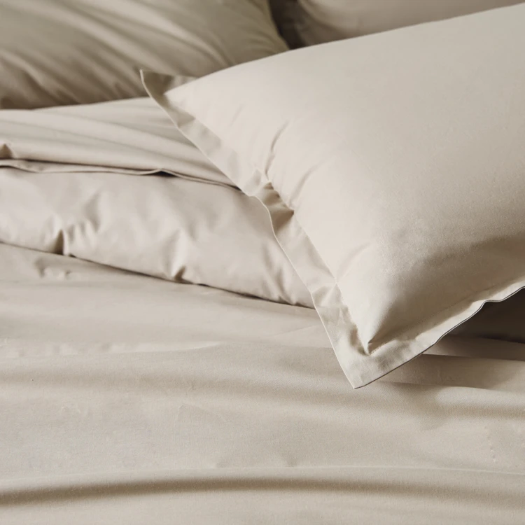 Drap plat piqué uni en percale de coton