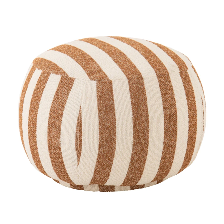 Runder Pouf aus gestreiftem Stoff