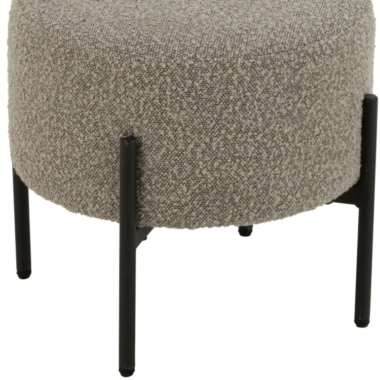 Taburete redondo pequeño de madera y tejido bouclé