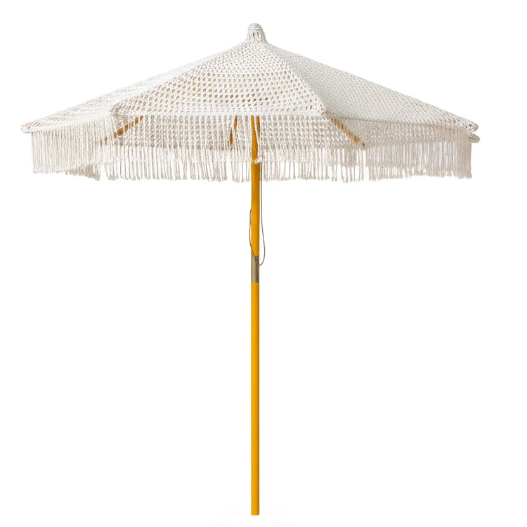 Parasol macramé en polycoton avec toile occultante