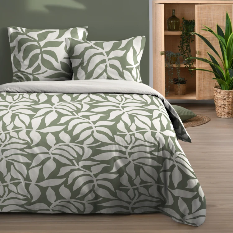 Juego de cama con follaje gráfico contemporáneo