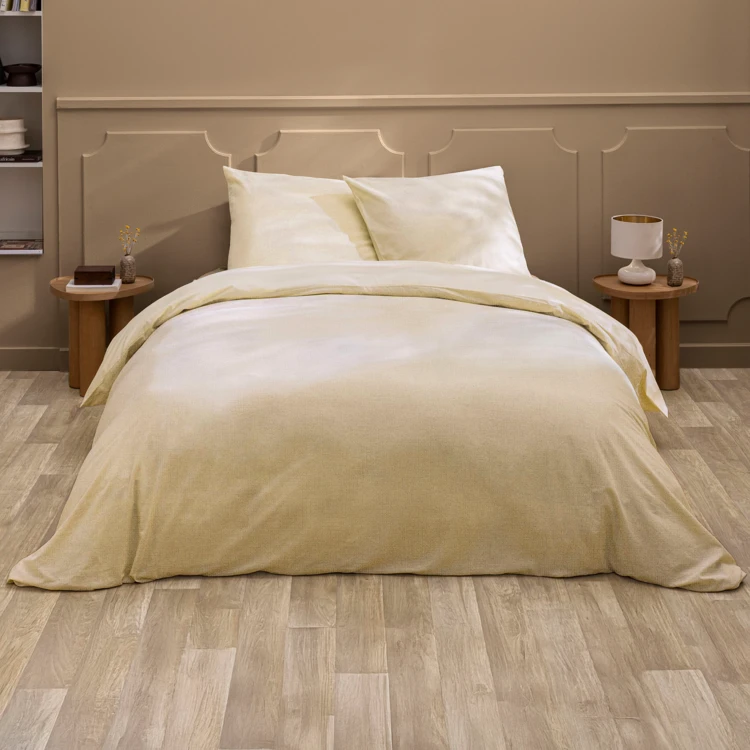 Parure de lit 3 pièces en poly-lin housse + taies