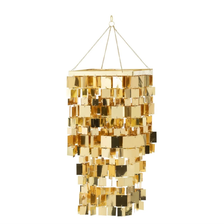 ABAT-JOUR CHANDELIER CARRÉ PVC DORÉ LARGE