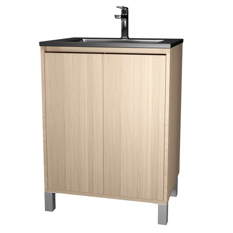 Meuble de salle de bains sur pieds avec 2 portes et vasque