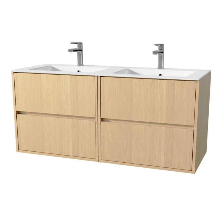 Meuble de salle de bains suspendu double vasque avec 4 tiroirs