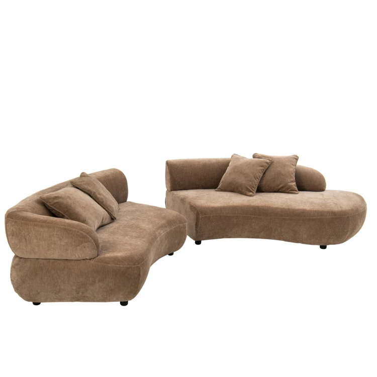 Canapé 4 places avec 4 coussins en contreplaqué et tissu