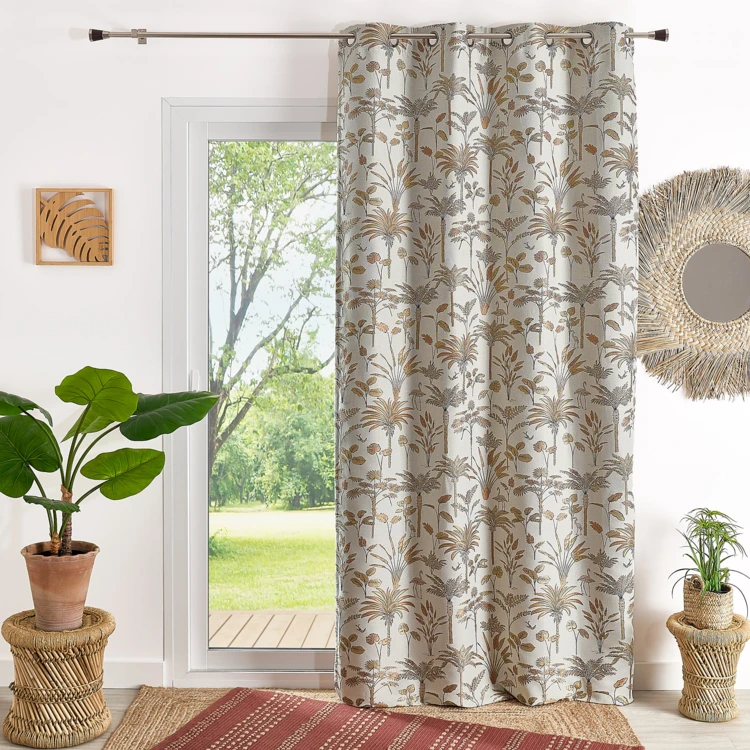 Rideau Jacquard exotique motif palmier