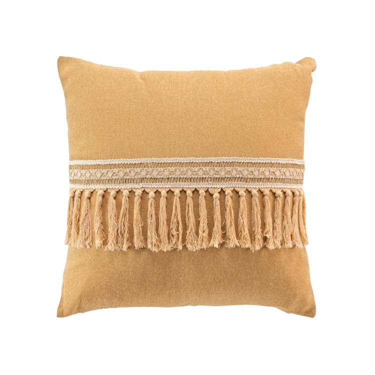 Coussin déhoussable en polycoton et jute