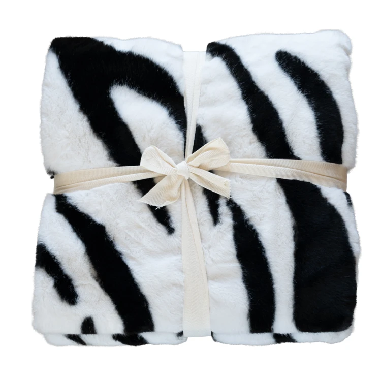Plaid doux à motif zèbre avec dos en velours
