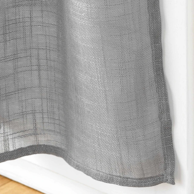Paire de Voilages Haltona Blanc Effet Lin Tissé