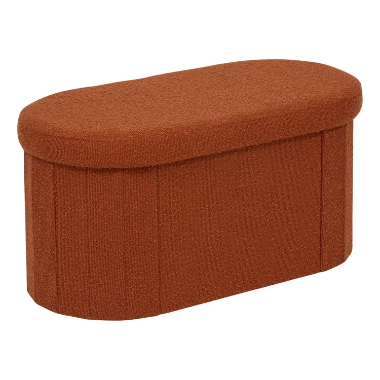 Pouf coffre pliant double en bouclette avec rangement