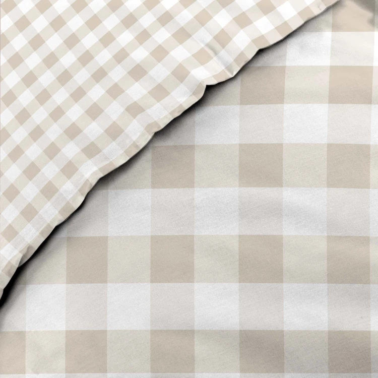 Parure de lit 3 pièces en coton à carreaux housse + taies