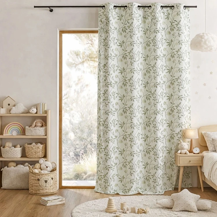 Rideau jacquard polycoton motifs végétaux