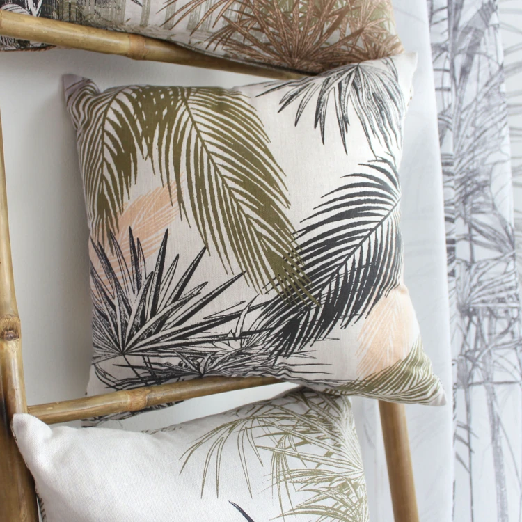 Coussin carré déhoussable imprimé nature