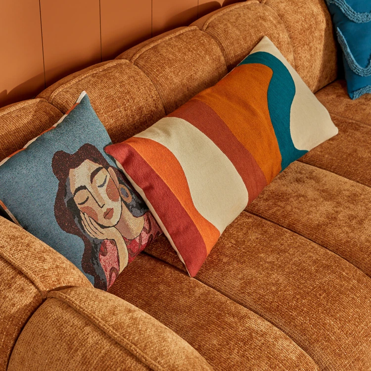 Almofada decorativa em jacquard com motivo de retrato