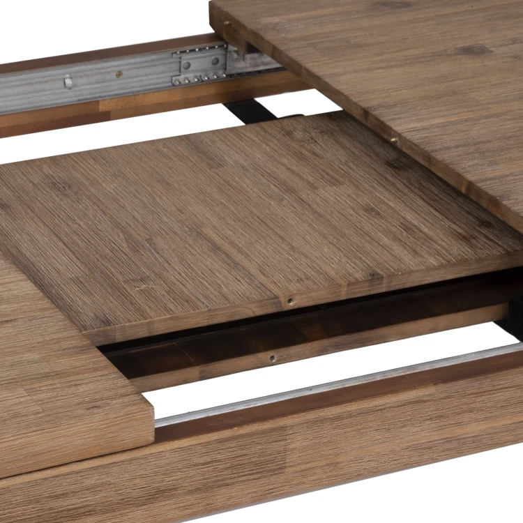 Mesa de comedor extensible de acacia maciza con extensiones